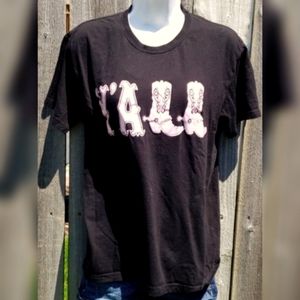 Y'ALL Black Tee with Pink Cowboy Boots by Lifestyle Classics